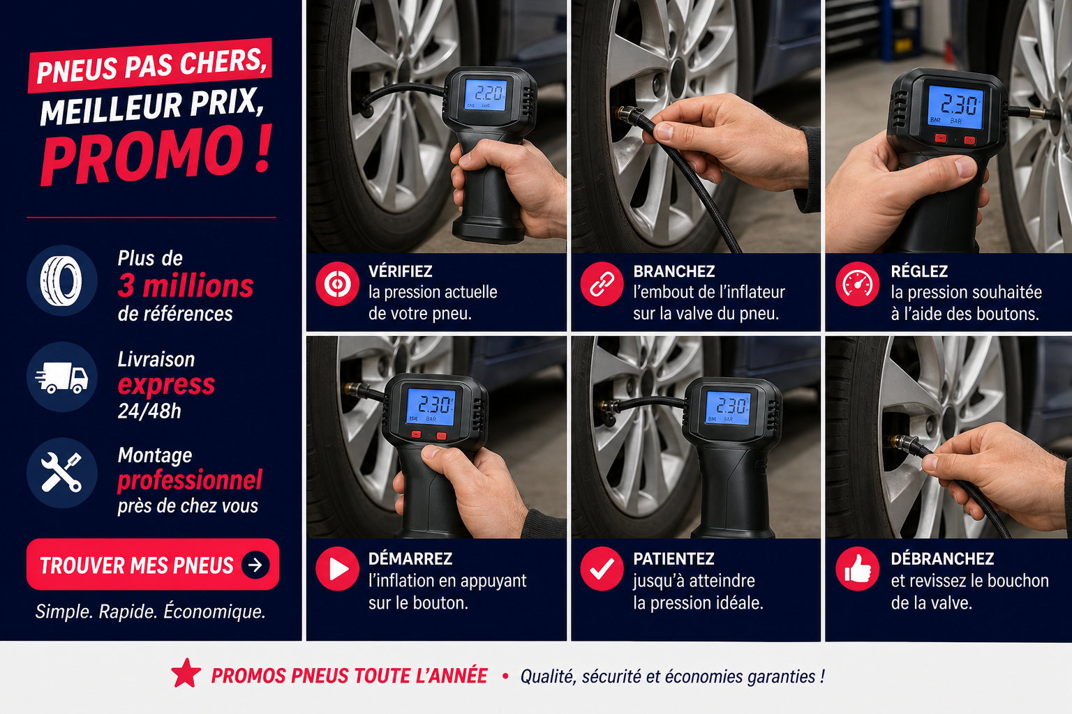 Comment utiliser un gonfleur de pneu sans fil étape par étape ?