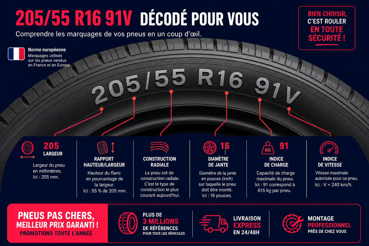 Comprendre les dimensions du pneu : largeur, hauteur, structure et diamètre