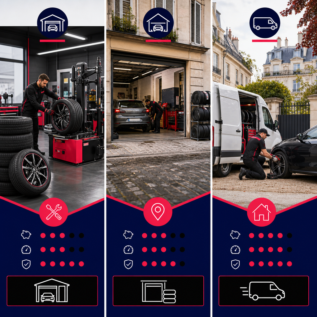 Où faire monter vos pneus : centre de montage, garage partenaire ou service à domicile