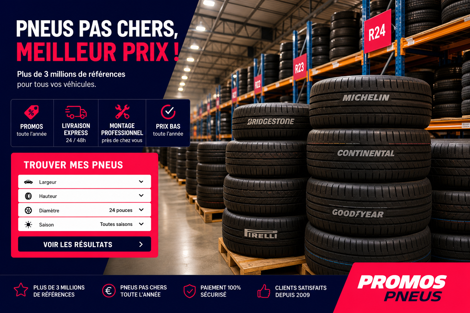 Notre sélection de pneus 24 pouces : marques, références et disponibilité en stock