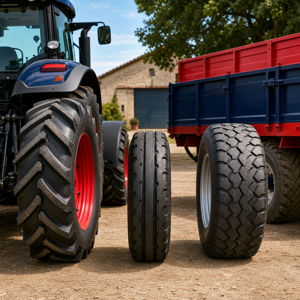 Pneus à roue motrice, roue directrice et remorque agricole : les différences