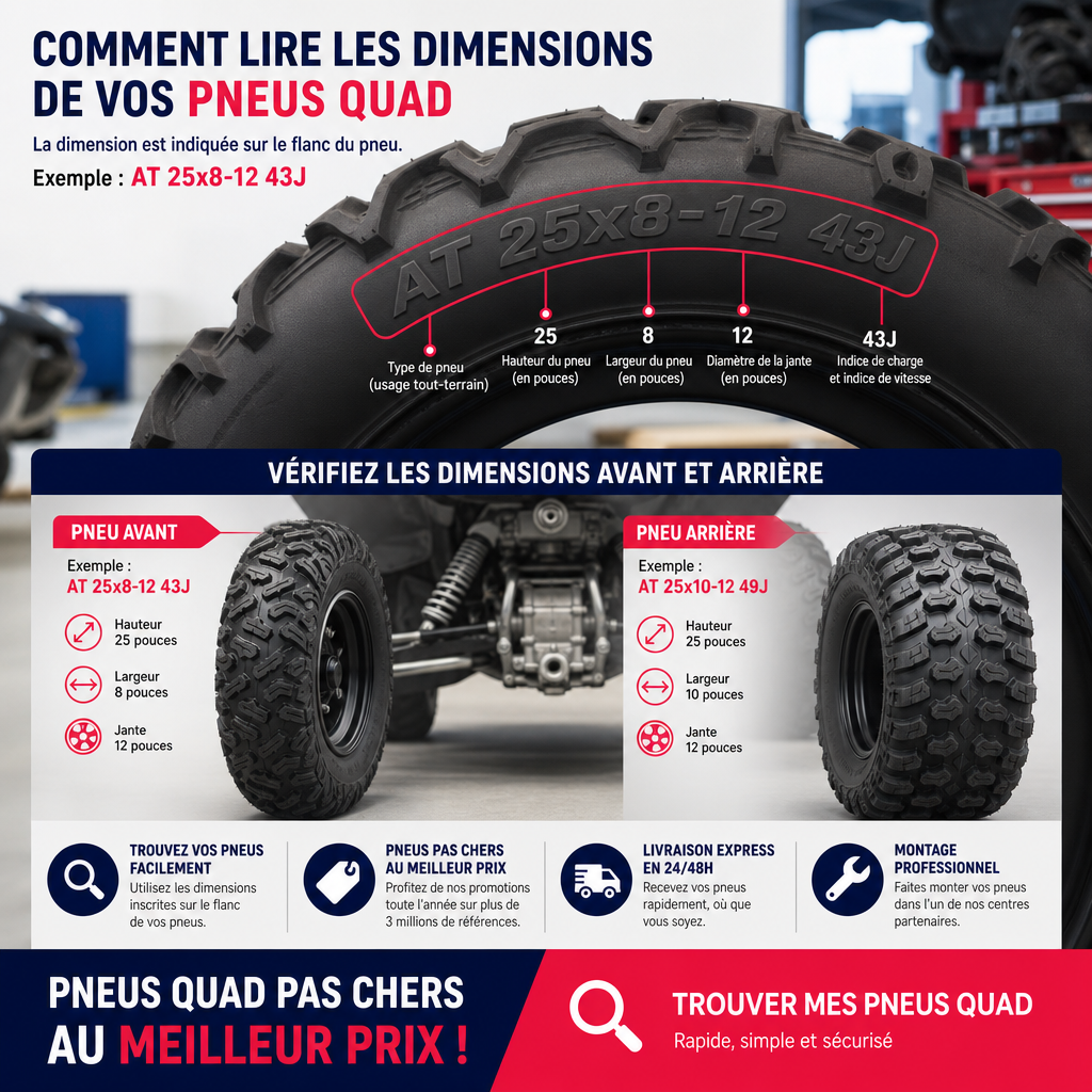 Trouver la bonne dimension de pneu quad facilement