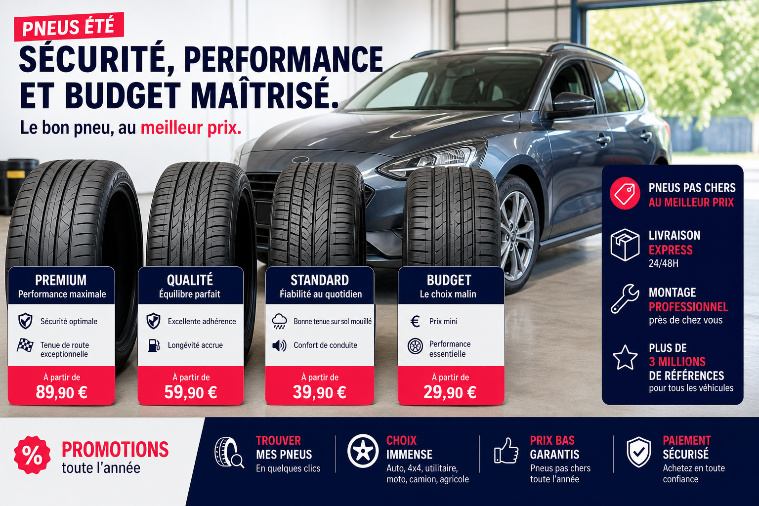 Comment choisir les bons pneus été selon la sécurité, la performance et le budget