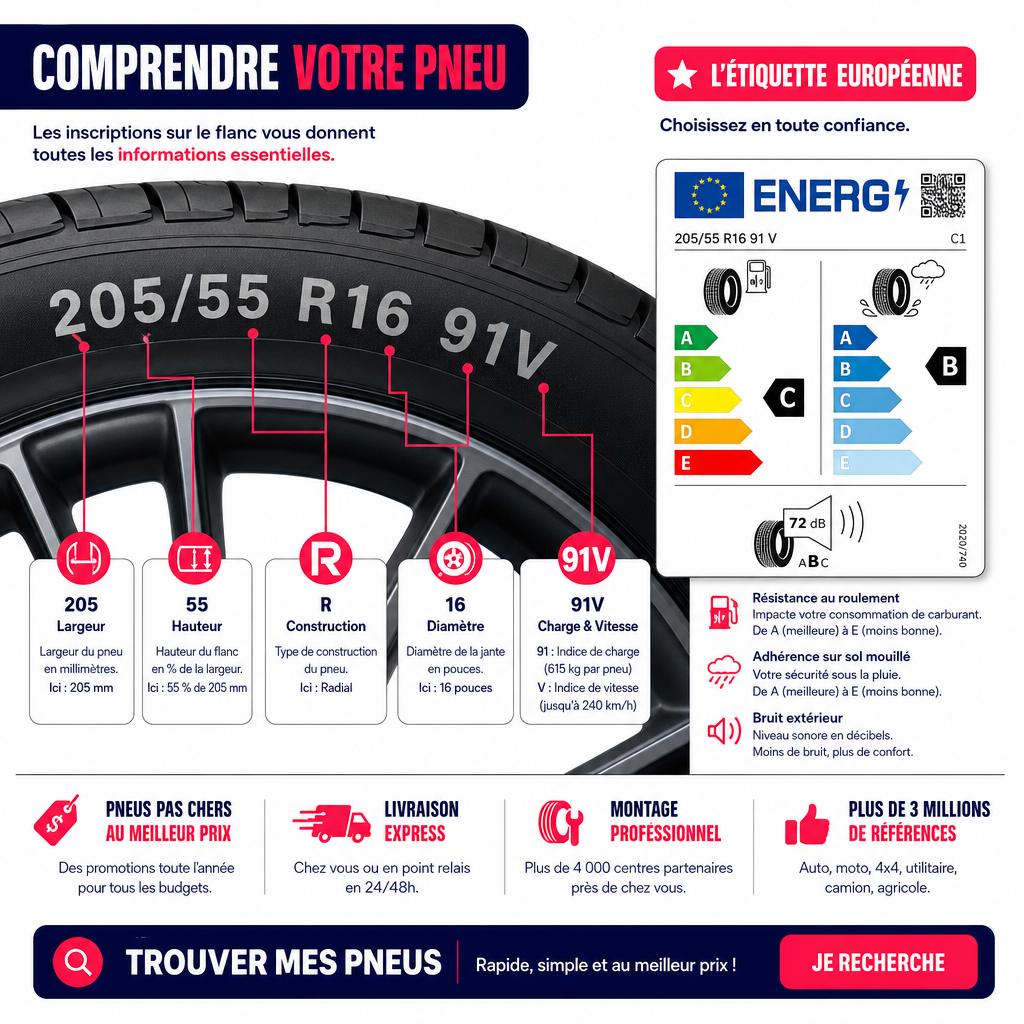 Comment lire la dimension d’un pneu et l’étiquette européenne