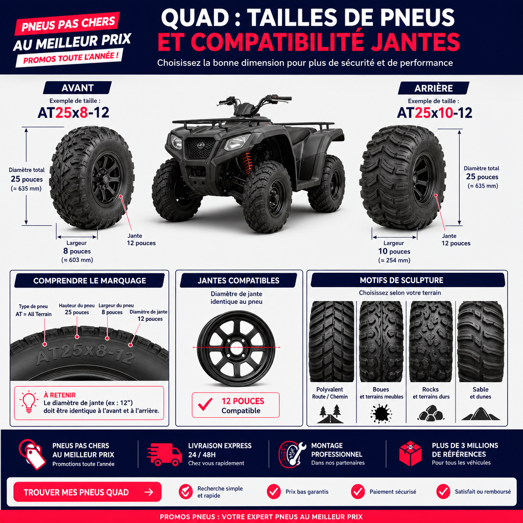Quelles dimensions de pneus quad pour votre jante
