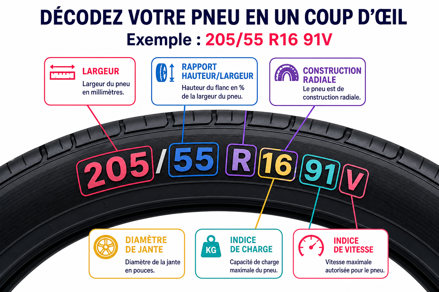 Comment lire la dimension et les marquages d'un pneu ?