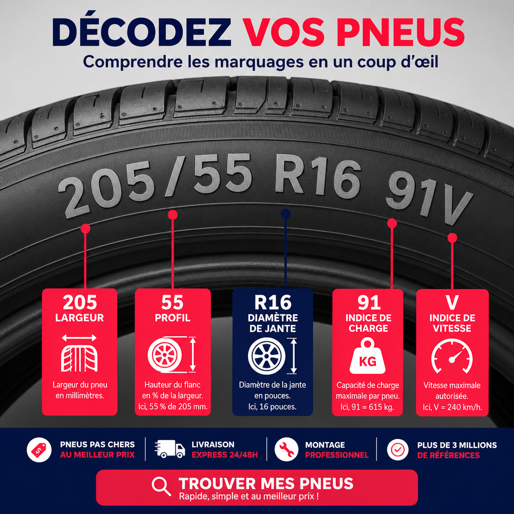 Où lire la taille de pneu et comprendre les dimensions