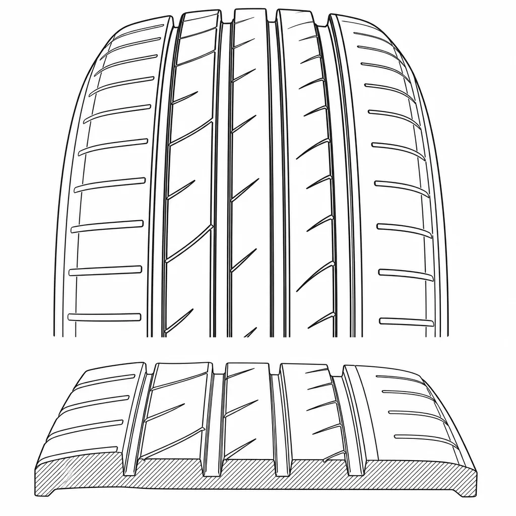Schéma illustratif : Rapport gomme/vides élevé dans les bandes porteuses centrales