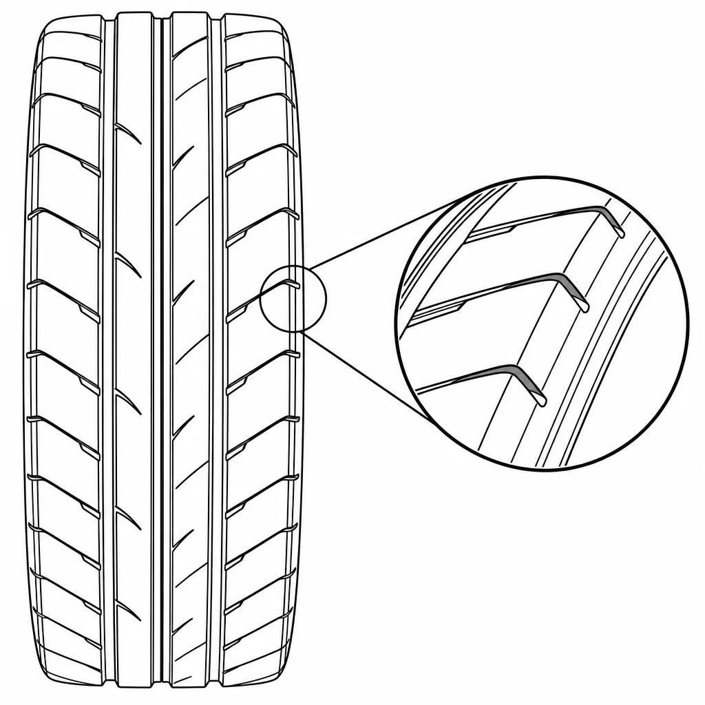 Schéma illustratif : Épaules larges à sillons obliques espacés et ouverts au bord