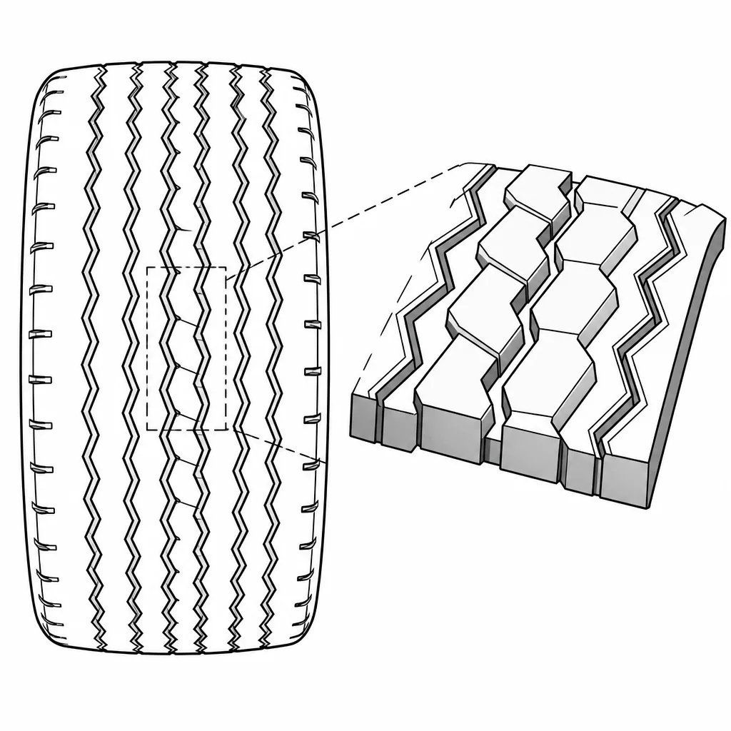 Schéma illustratif : Petits pavés centraux rectangulaires à contours anguleux