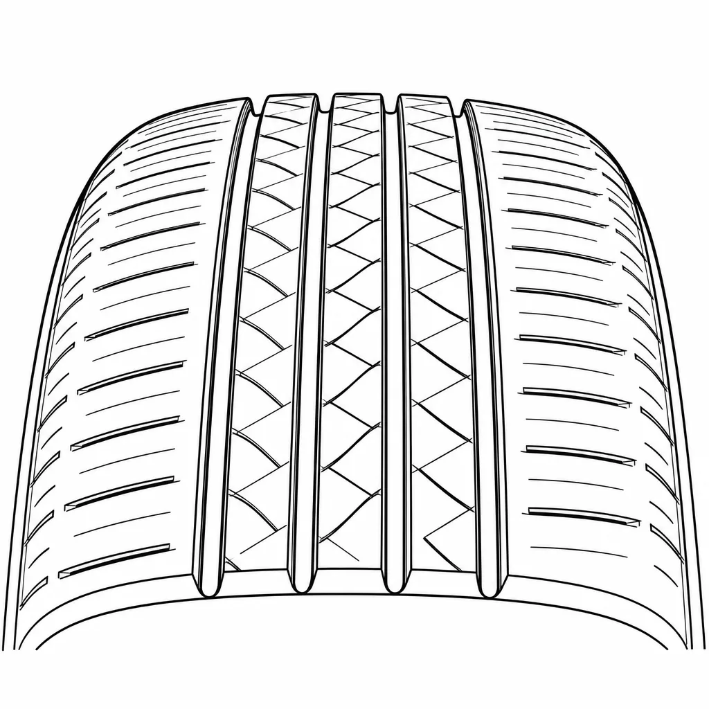 Schéma illustratif : Quatre rainures principales séparant cinq bandes porteuses étroites