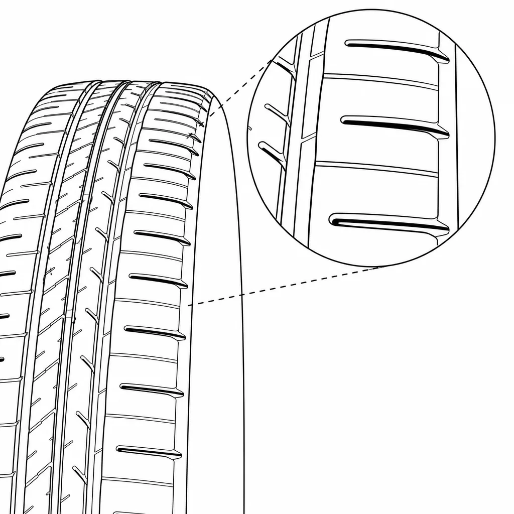 Schéma illustratif : Languettes d’épaule longues délimitées par des encoches ouvertes