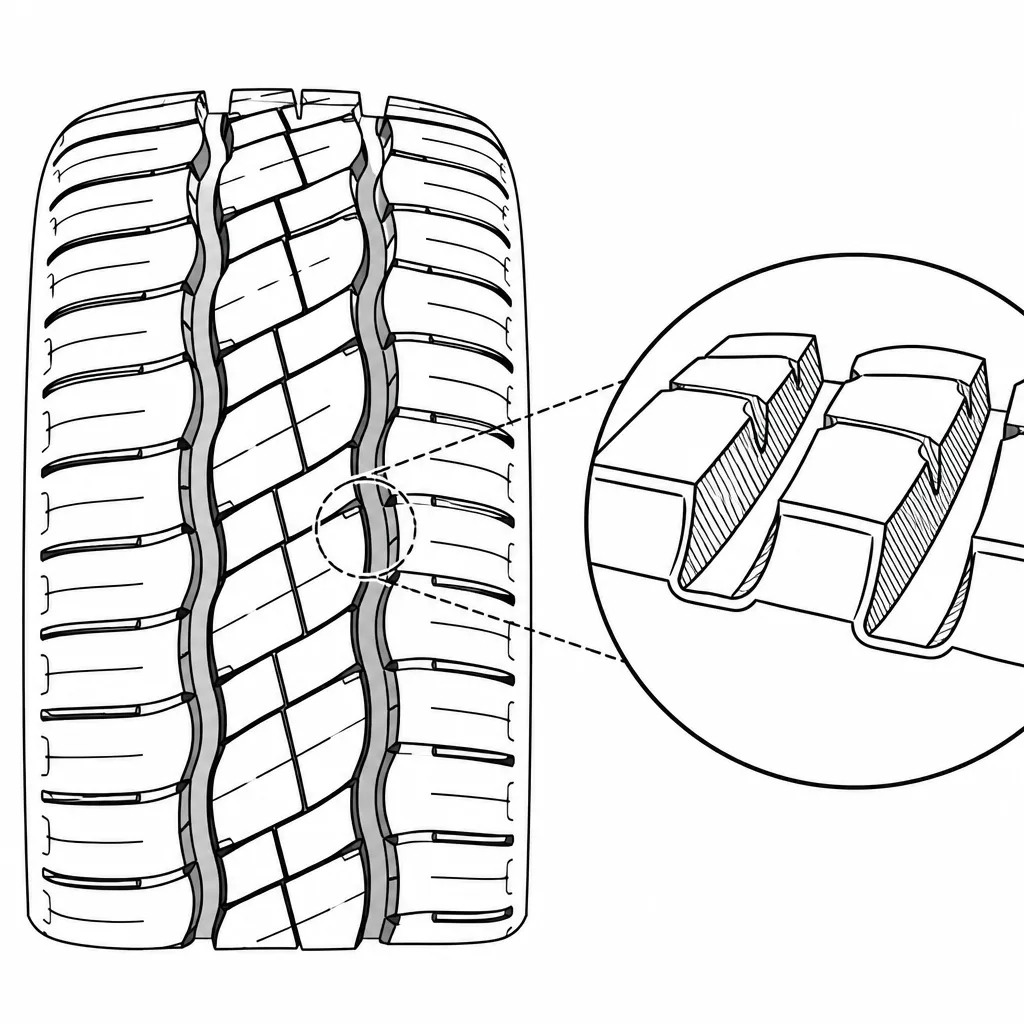 Schéma illustratif : Flancs obliques des trois rainures sinueuses