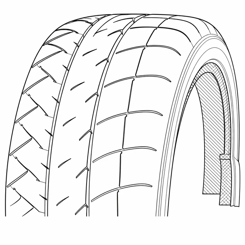 Schéma illustratif : Grand volume de gomme aux épaules avec bord arrondi