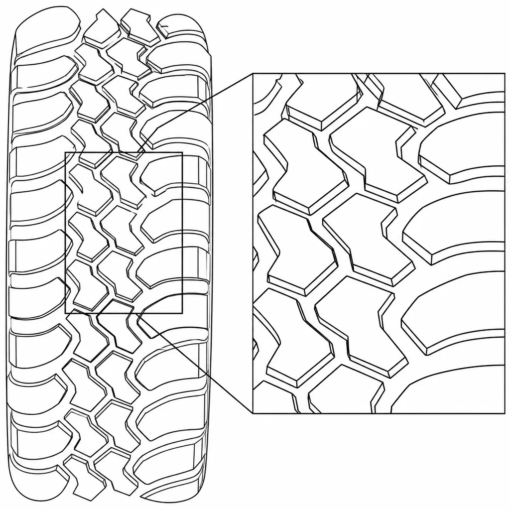 Schéma illustratif : Contours rentrants et saillants des pavés polygonaux centraux