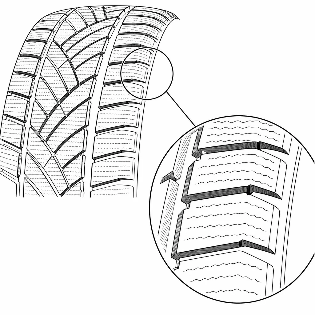 Schéma illustratif : Pavés d’épaule allongés séparés par des rainures obliques débouchantes