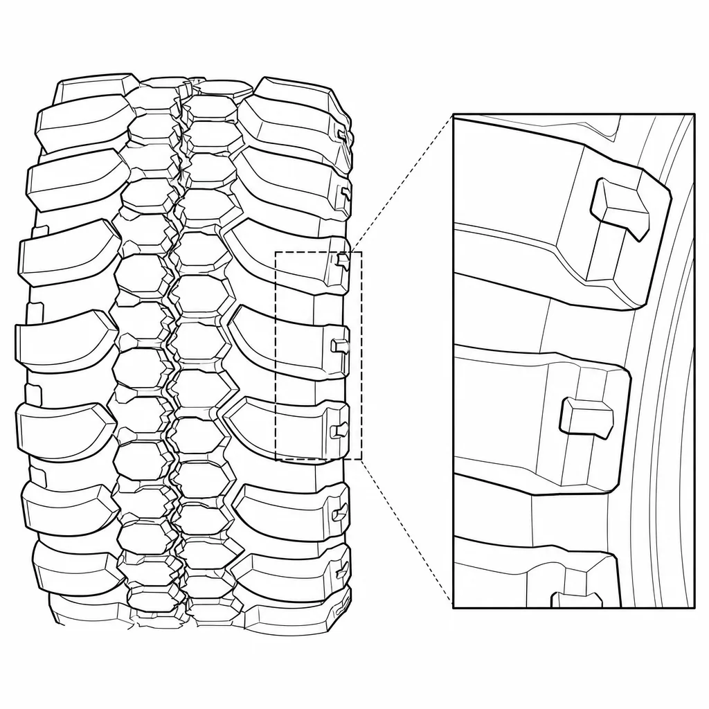 Schéma illustratif : Encoches et évidements taillés dans les grands pavés périphériques