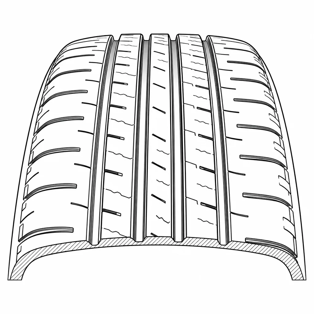 Schéma illustratif : Quatre rainures divisant la couronne en cinq bandes porteuses