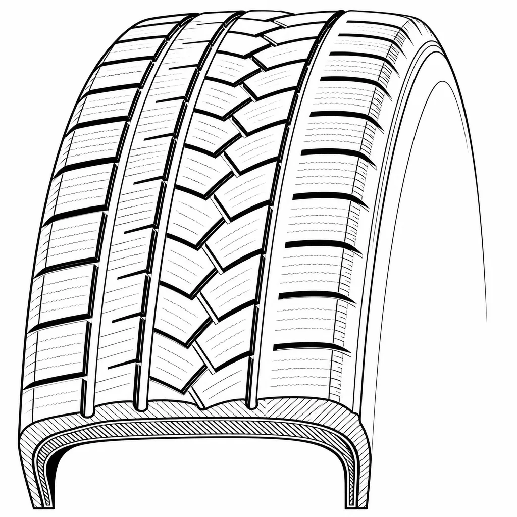 Schéma illustratif : Épaules à forte proportion de gomme pleine entre des coupures courtes