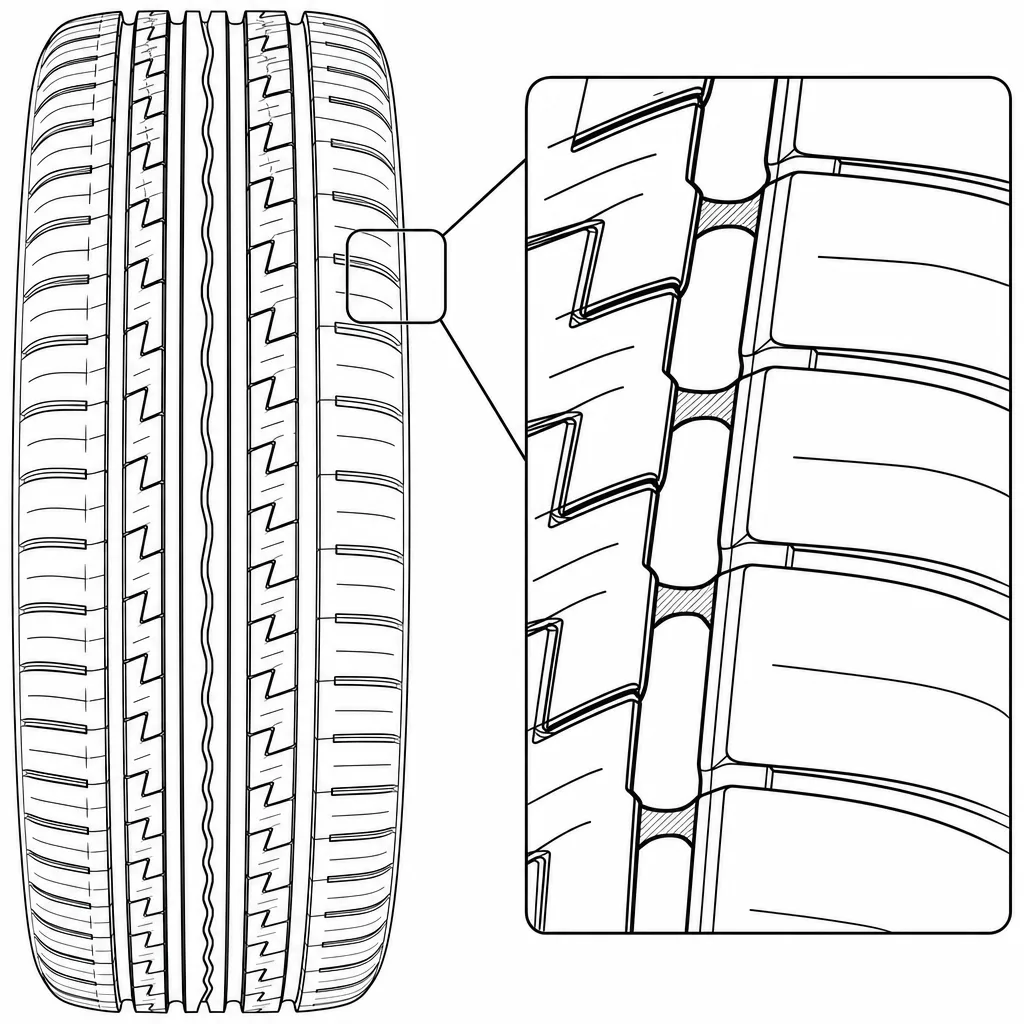 Schéma illustratif : Ponts de gomme entre les entailles d’épaulement