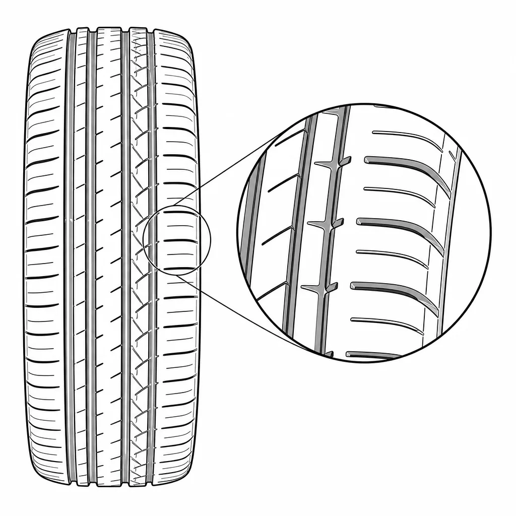 Schéma illustratif : Épaules à forte continuité de gomme et à découpes courtes