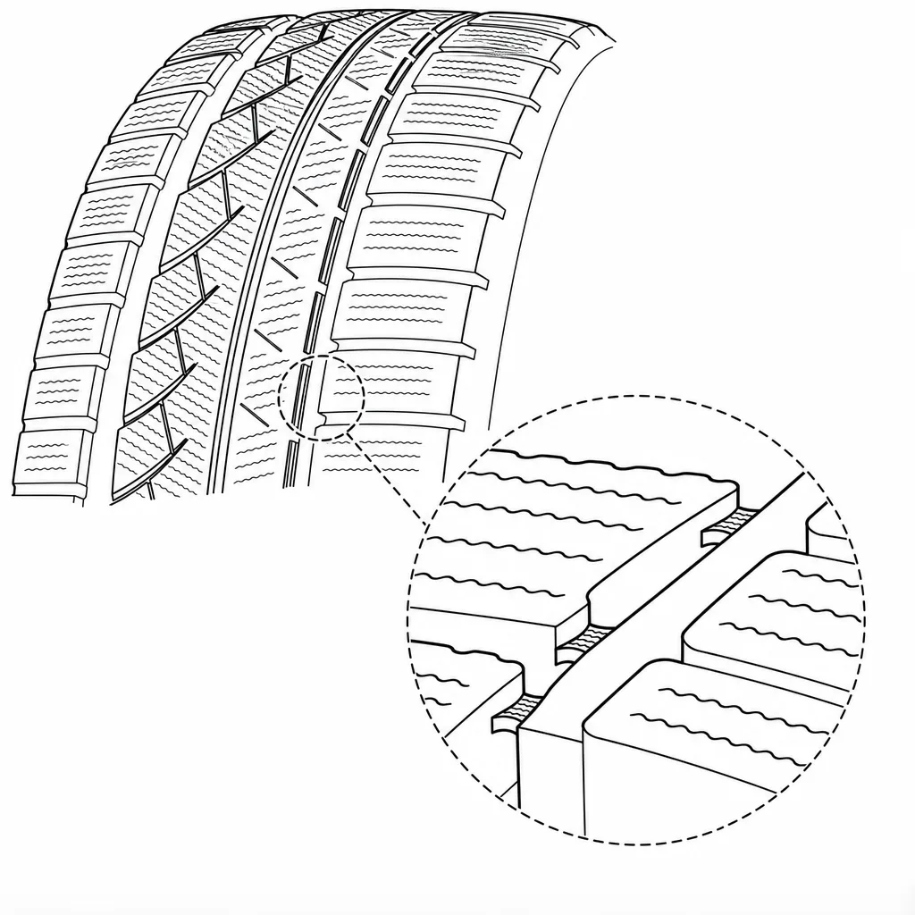 Schéma illustratif : Fins ligaments de gomme délimités par la forte lamellisation des pavés médians