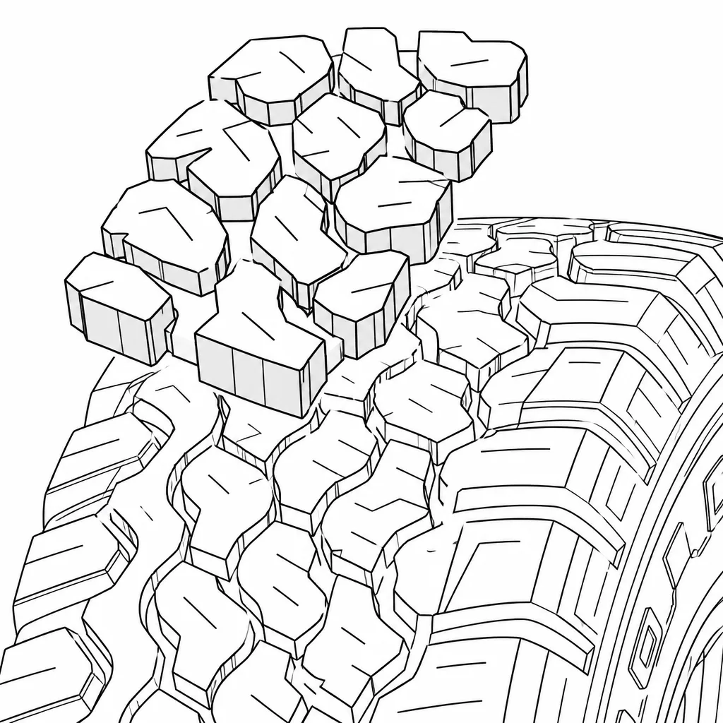 Schéma illustratif : Centre entièrement fragmenté en rangées décalées de polygones