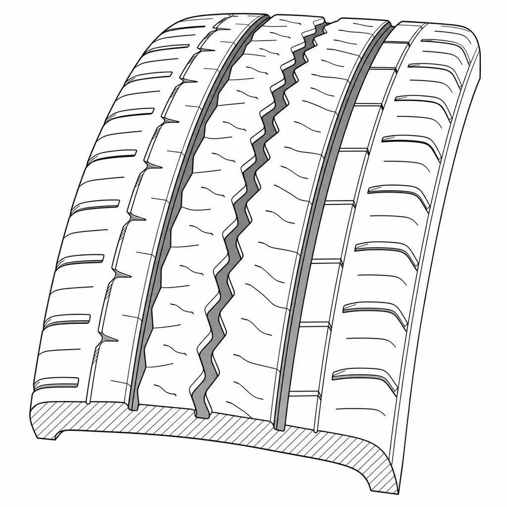 Schéma illustratif : Pavés centraux et intermédiaires à largeur variable créée par les contours en zigzag