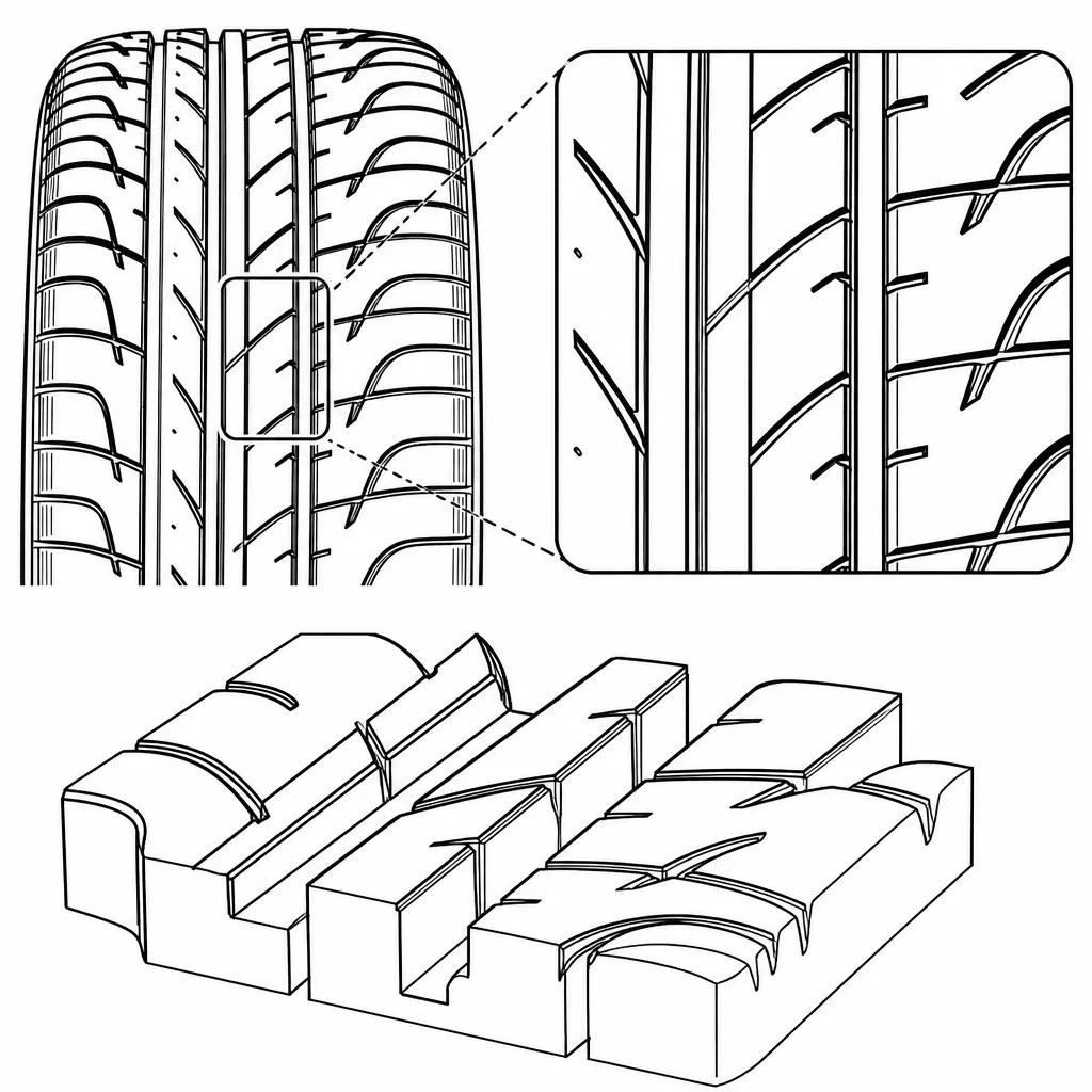Schéma illustratif : Angles obliques formés par les découpes médianes