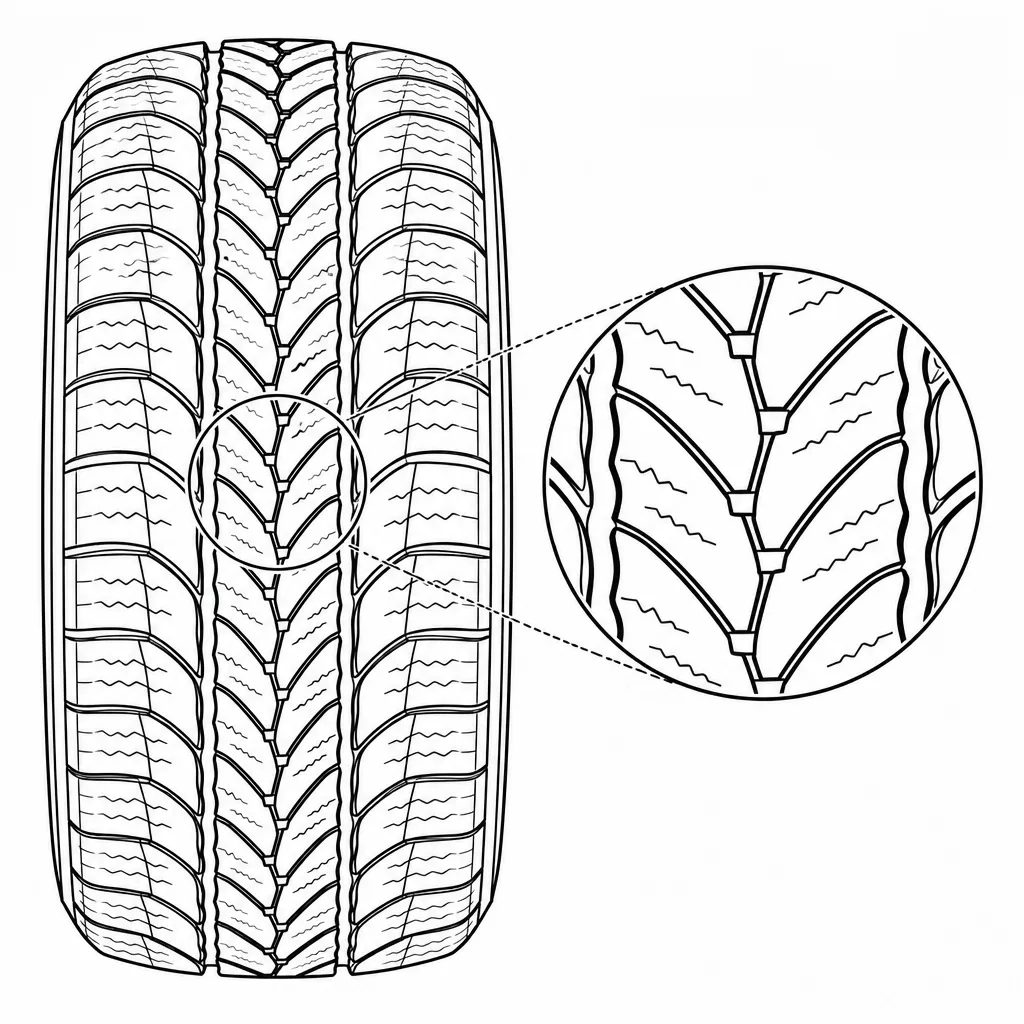 Schéma illustratif : Ponts de gomme courts aux jonctions centrales des chevrons