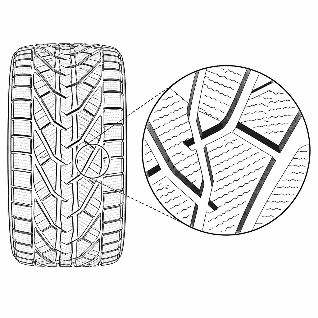 Schéma illustratif : Rapport creux/gomme élevé du réseau de rainures entrecroisées