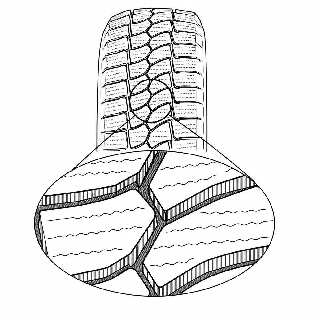 Schéma illustratif : Intersection des sillons sinueux autour des pointes des chevrons