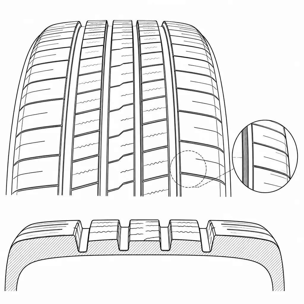 Schéma illustratif : Épaules à forte proportion de gomme