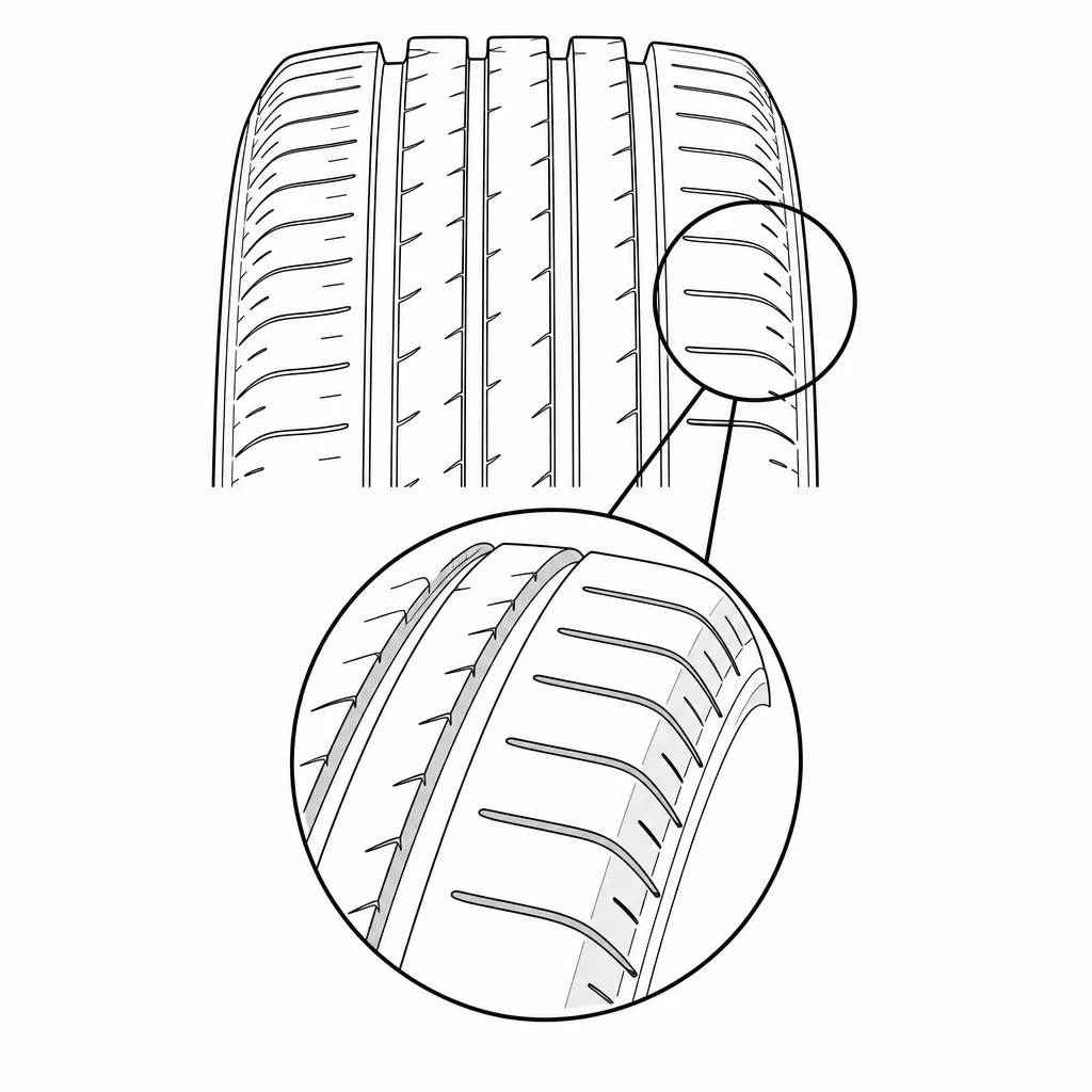 Schéma illustratif : Épaules compactes à blocs longitudinaux et entailles courtes