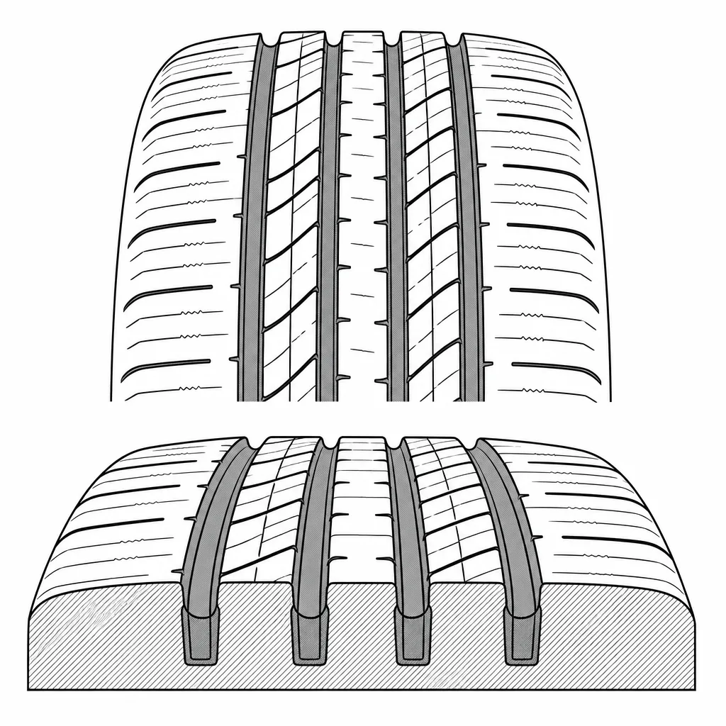 Schéma illustratif : Volume de vide des quatre rainures circonférentielles