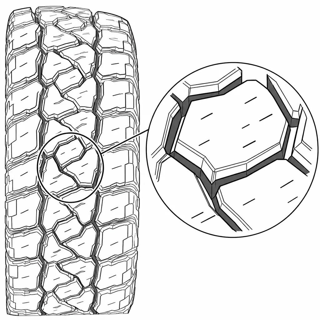 Schéma illustratif : Blocs polygonaux munis de peu d’entailles courtes