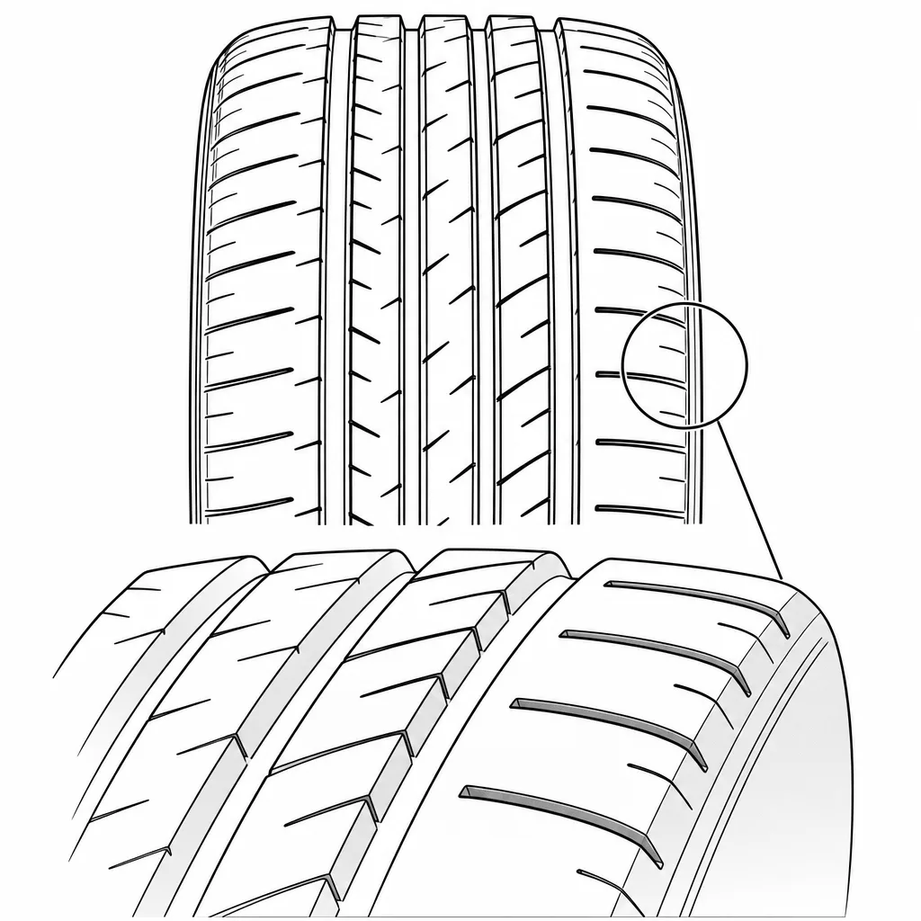 Schéma illustratif : Base large des pavés d’épaule associée à des encoches courtes