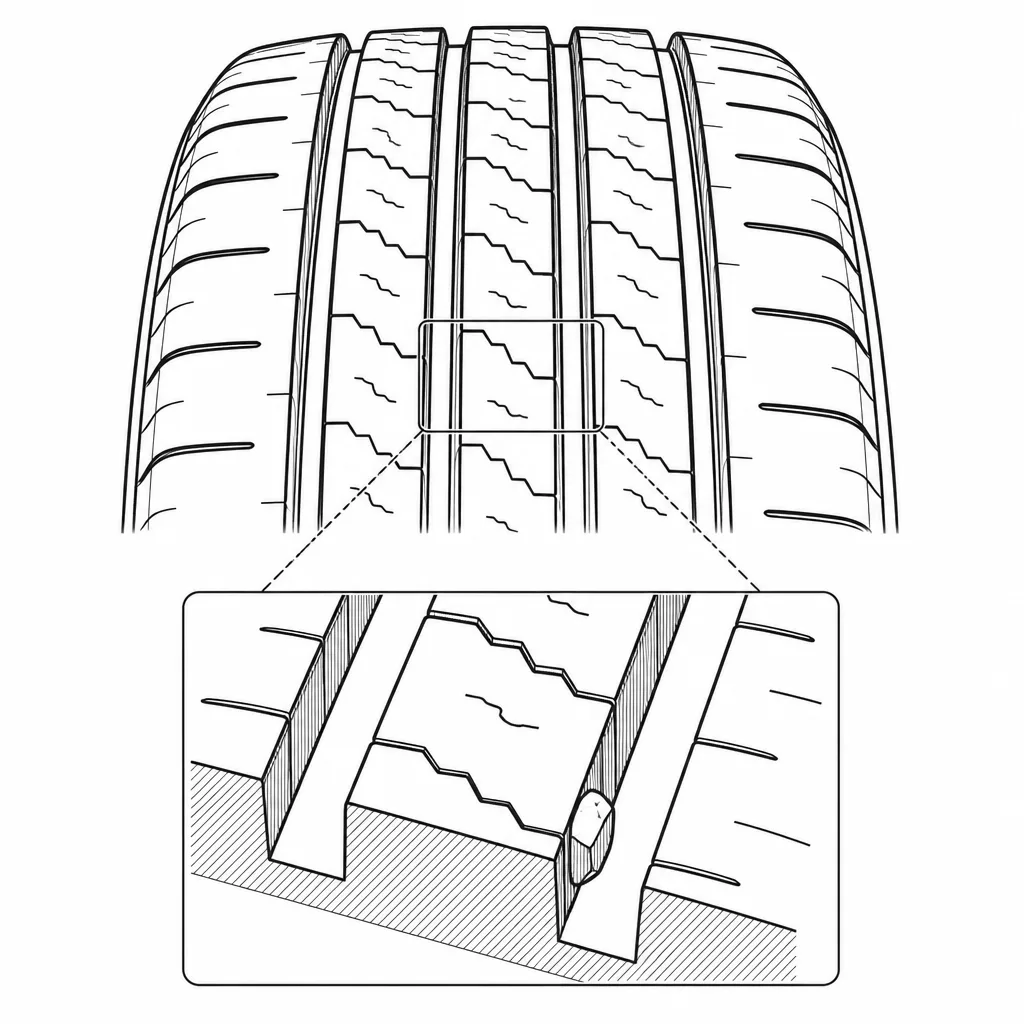 Schéma illustratif : Rainures longitudinales droites et continues
