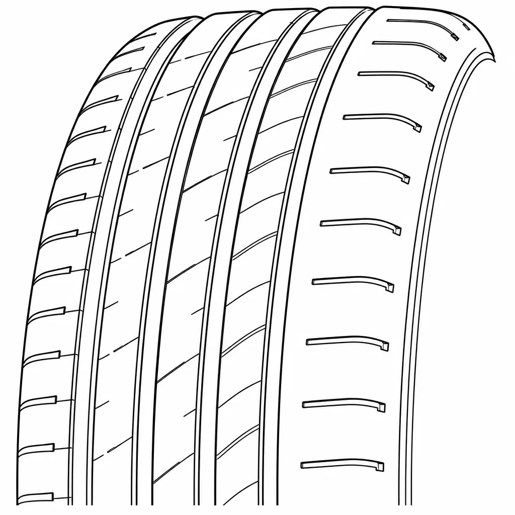 Schéma illustratif : Épaule extérieure à pavés larges et encoches courtes
