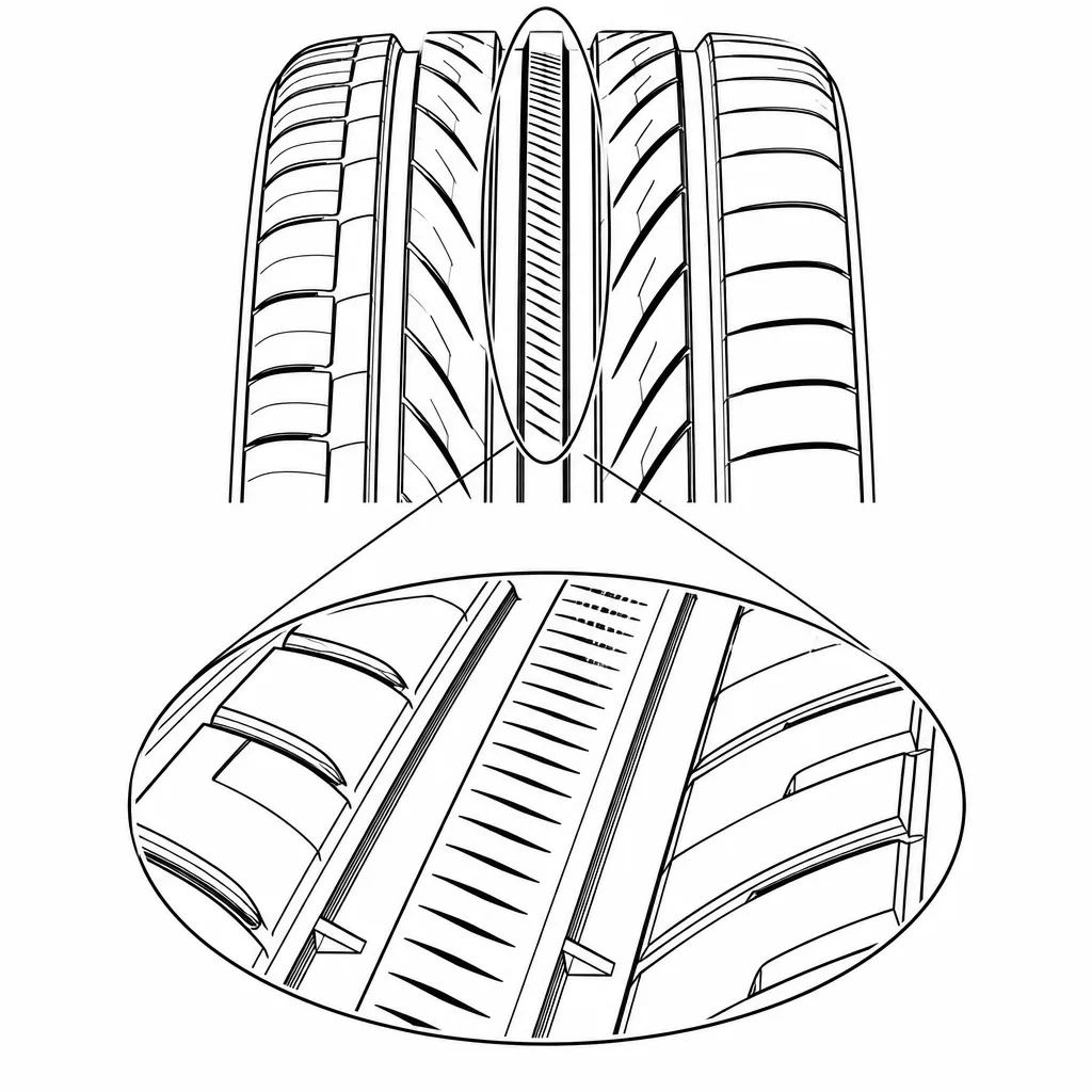 Schéma illustratif : Nervure centrale étroite à entailles obliques rapprochées