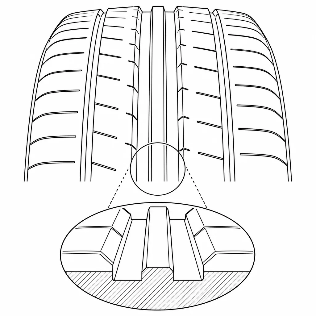 Schéma illustratif : Nervure centrale étroite et continue