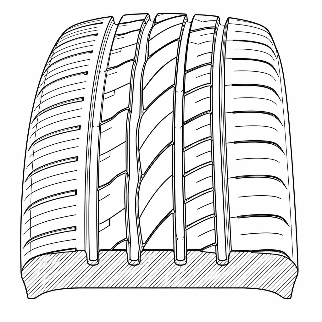 Schéma illustratif : Quatre rainures longitudinales sinueuses associées à de nombreux raccords transversaux