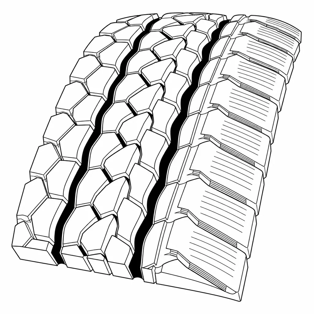 Schéma illustratif : Trois larges rainures longitudinales en zigzag