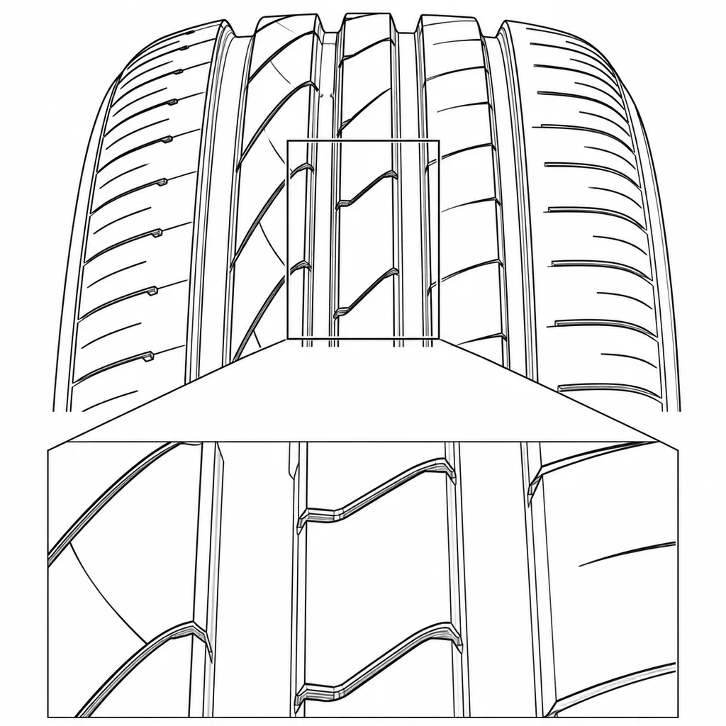 Schéma illustratif : Éléments centraux étroits reliés par de faibles sections de gomme