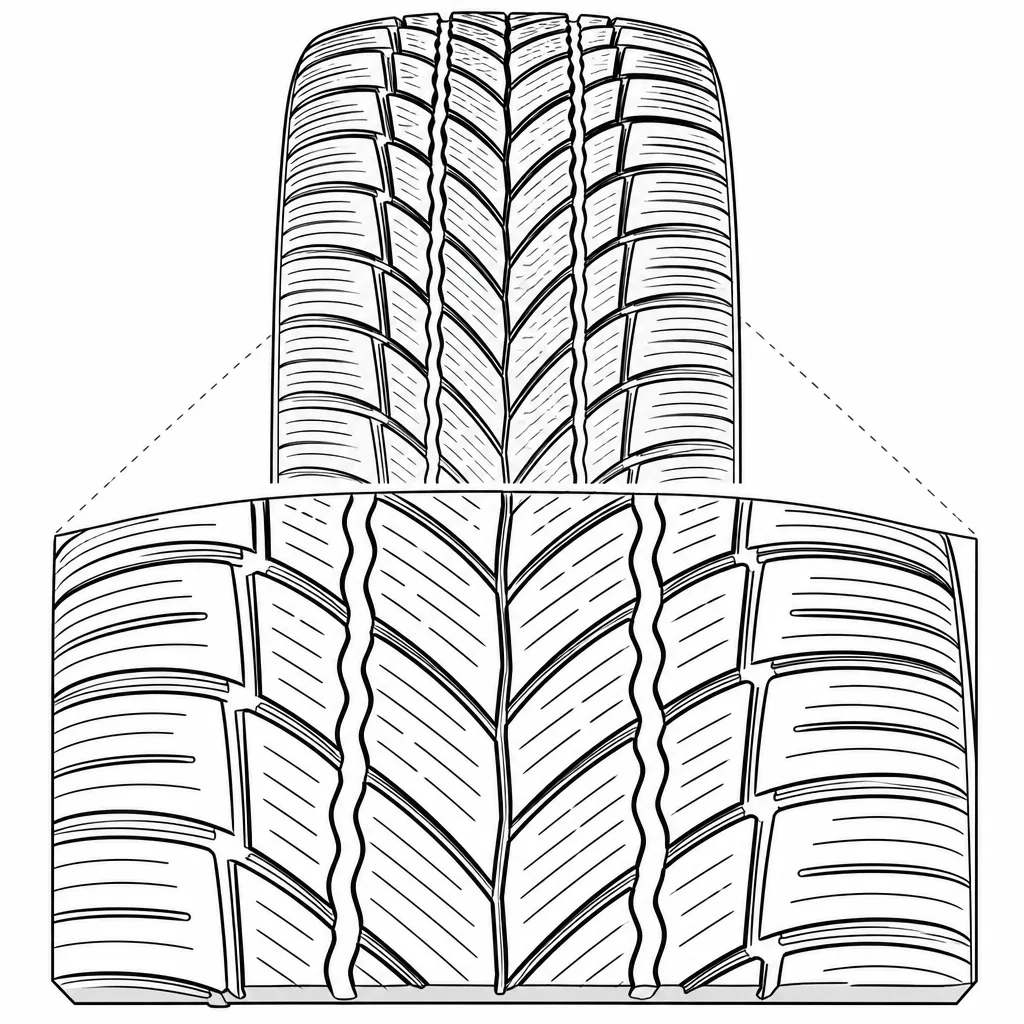 Schéma illustratif : Bords sinueux des trois rainures circonférentielles
