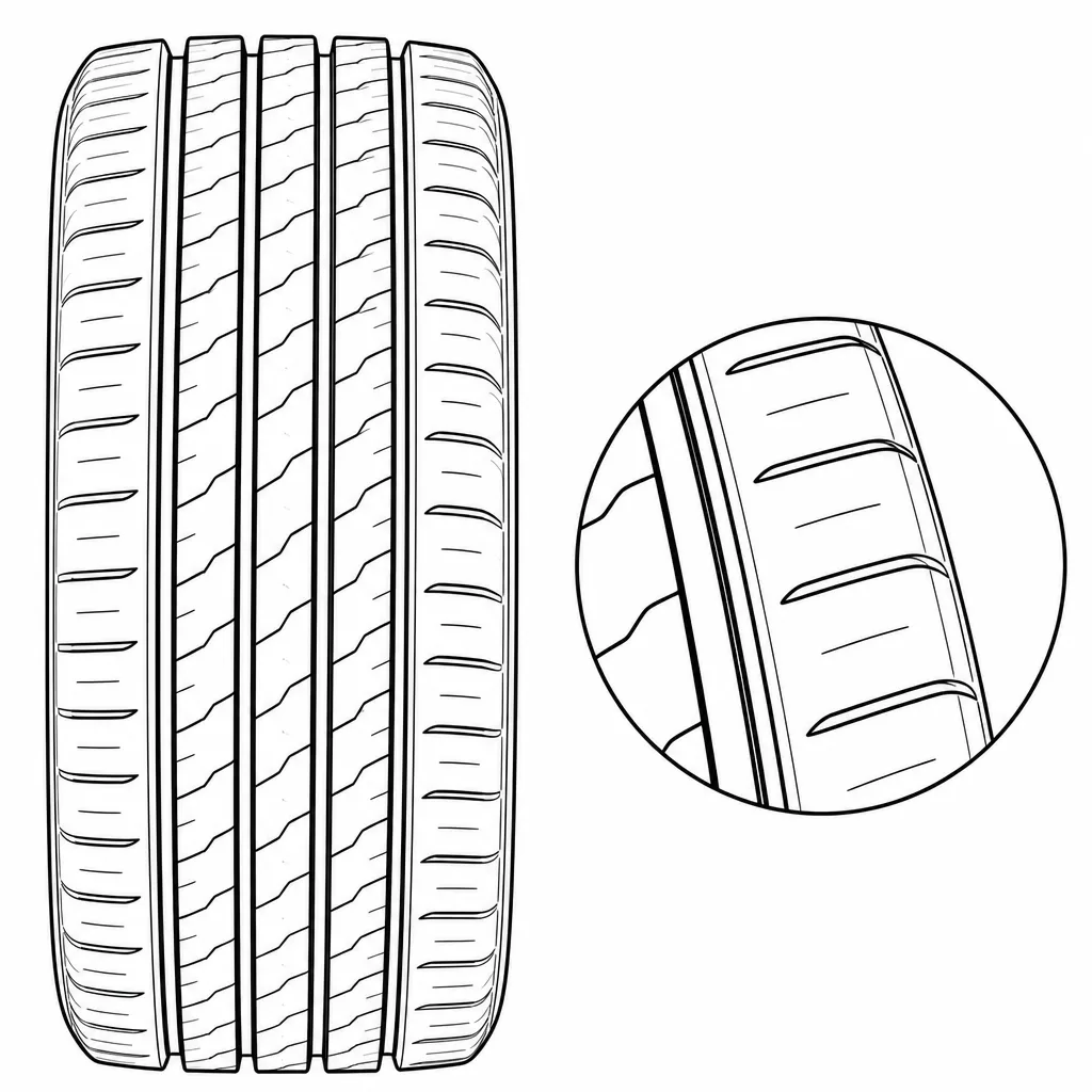 Schéma illustratif : Épaules à plages longitudinales et encoches obliques peu profondes