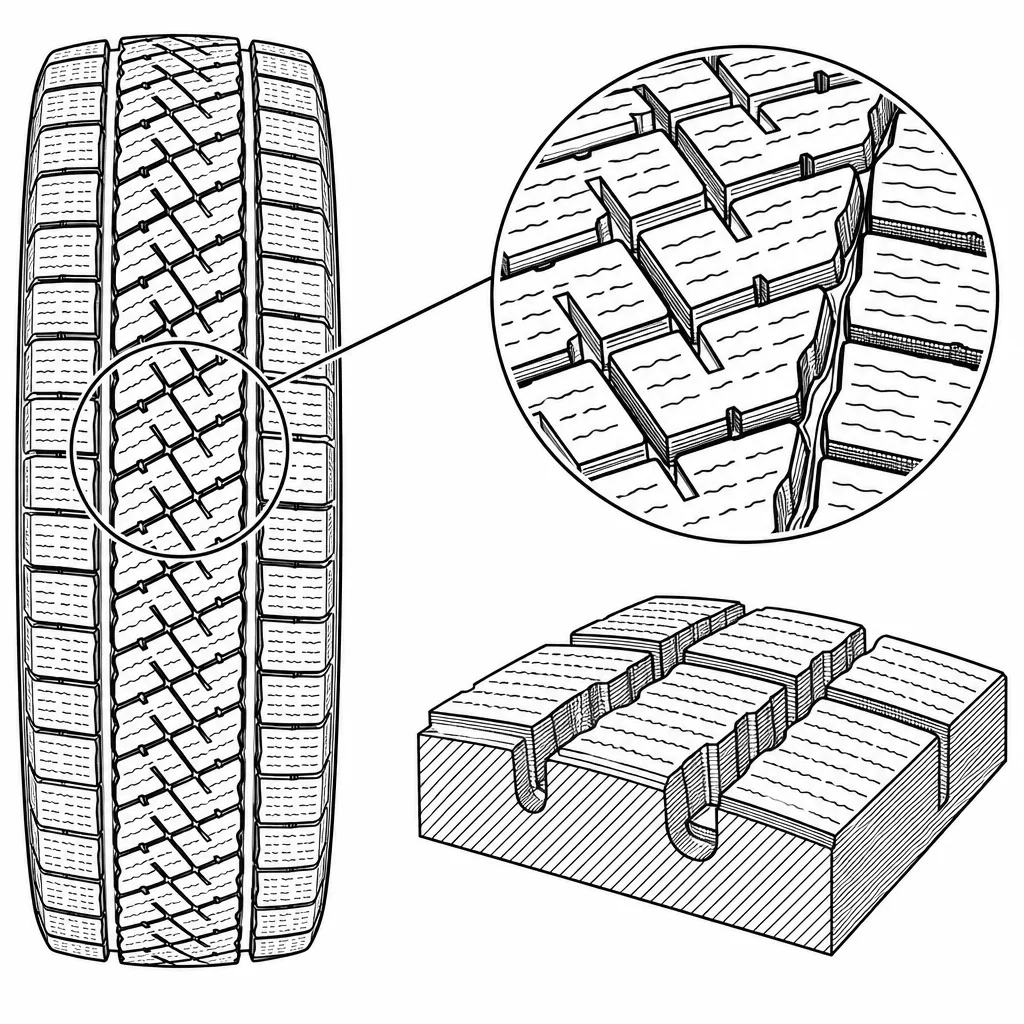 Schéma illustratif : Rapport élevé entre le périmètre découpé et la surface portante des pavés centraux