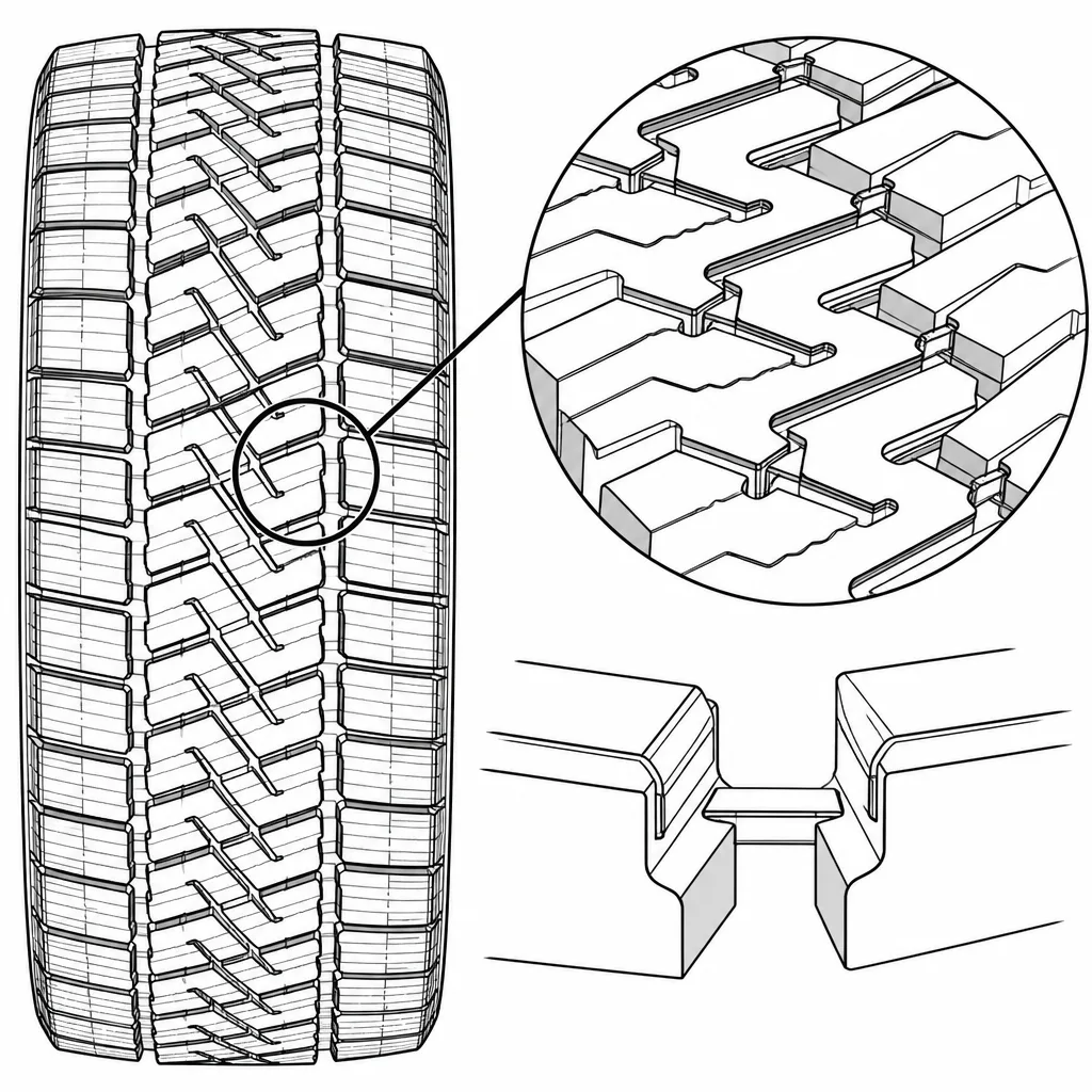 Schéma illustratif : Étranglements et ponts de gomme entre les portions sinueuses des canaux
