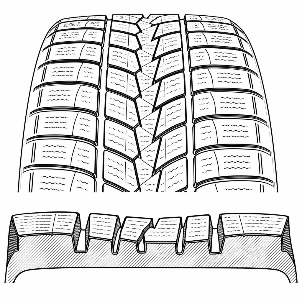 Schéma illustratif : Gradient de volume de gomme entre petits pavés médians et blocs périphériques plus longs