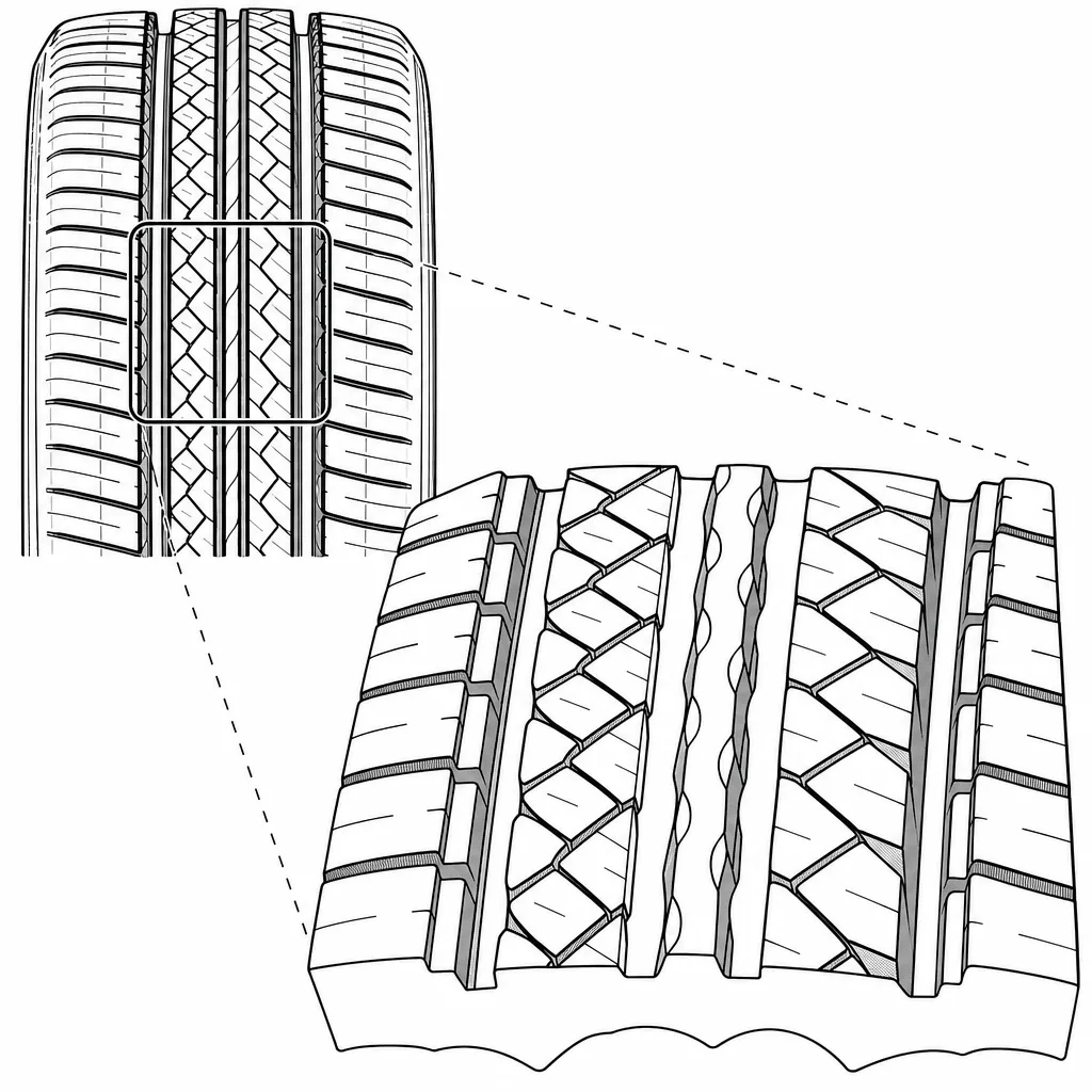 Schéma illustratif : Pavés médians à contours obliques et en zigzag